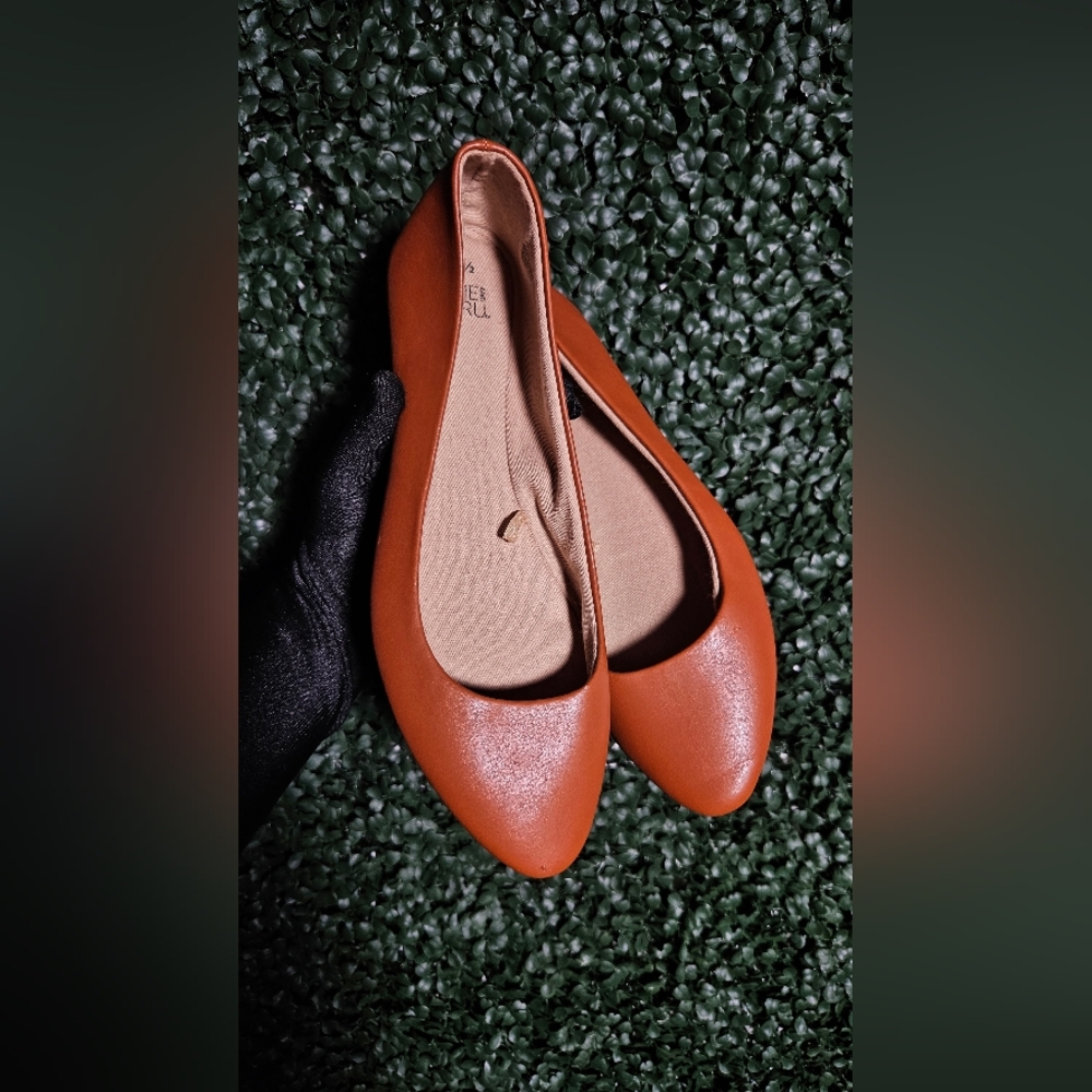 Orange Leather Women's Flats